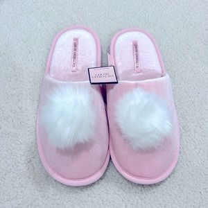 Victoria’s Secret Pink/ White Pom Pom Slippers